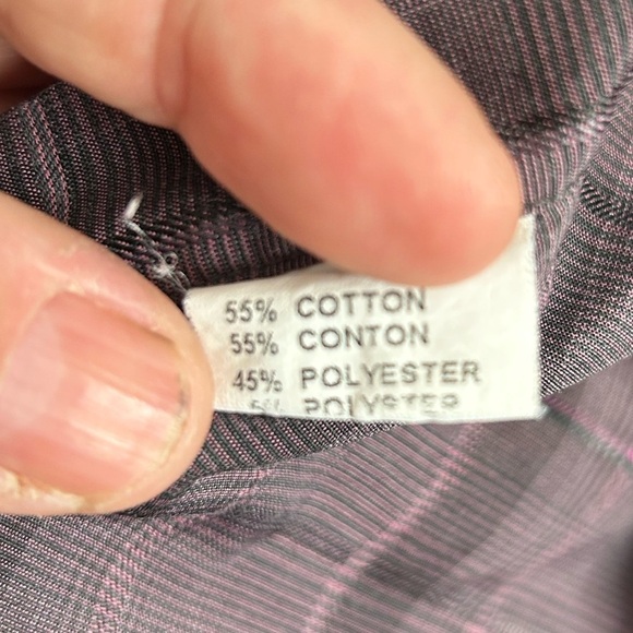 Sergio Louis size med dress shirt- plaid with purple blends of colour- preloved - Picture 8 of 10